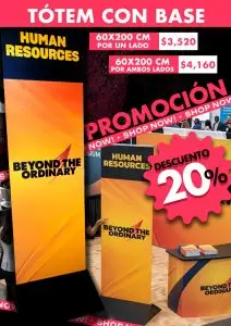 Tótems con base de madera para promoción y eventos en Cancun.